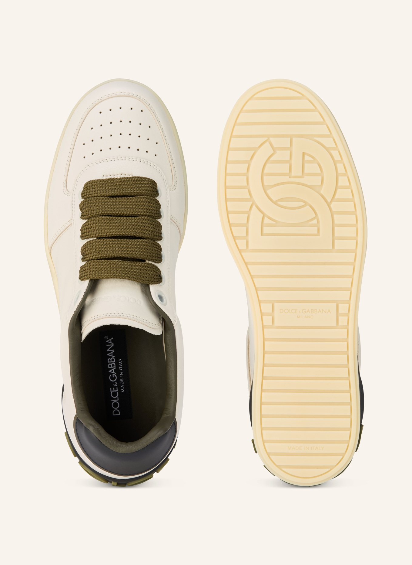 DOLCE & GABBANA PORTOFINO sneaker: WHITE / OLIVE / BLACK