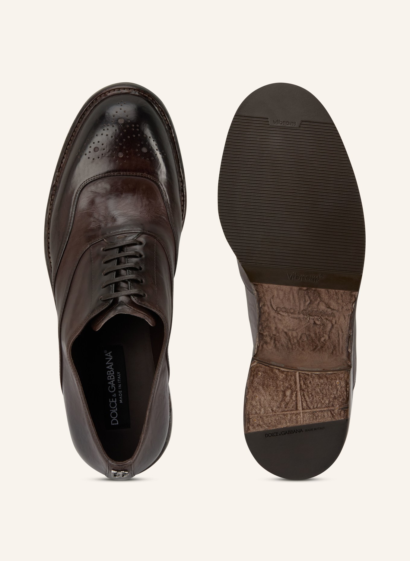 DOLCE & GABBANA šněrovací boty: TMAVĚ HNĚDÁ