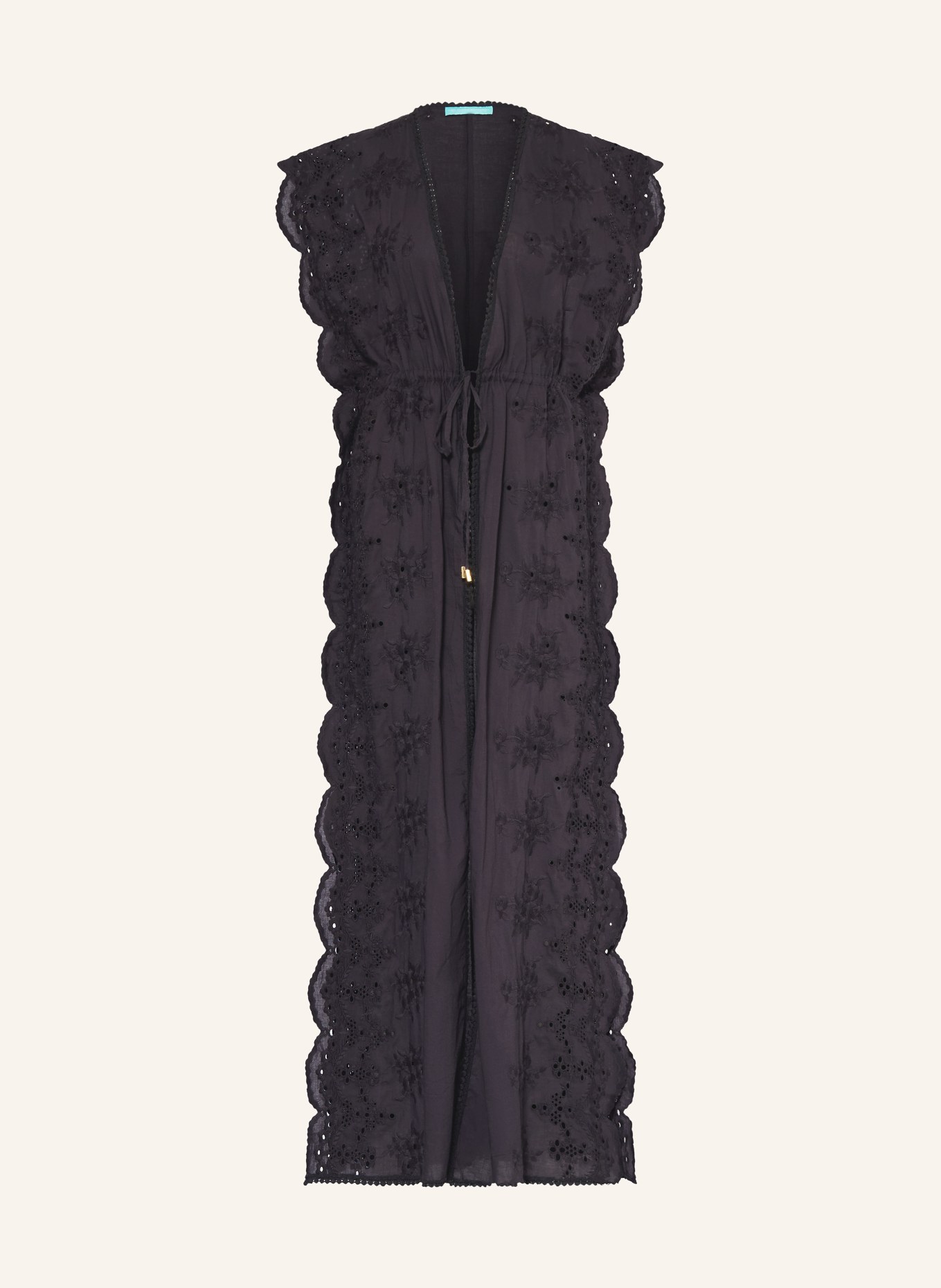 MELISSA ODABASH Kaftan TALITHA aus Lochspitze: SCHWARZ