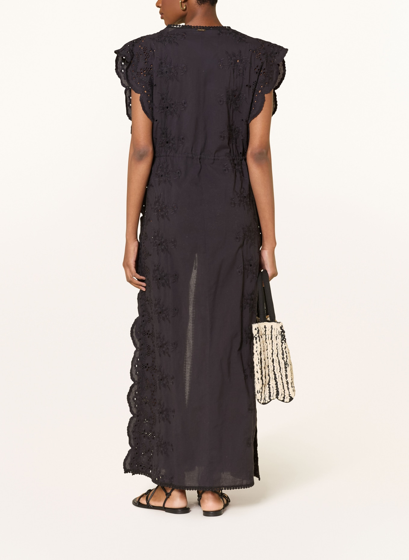 MELISSA ODABASH Kaftan TALITHA aus Lochspitze: SCHWARZ