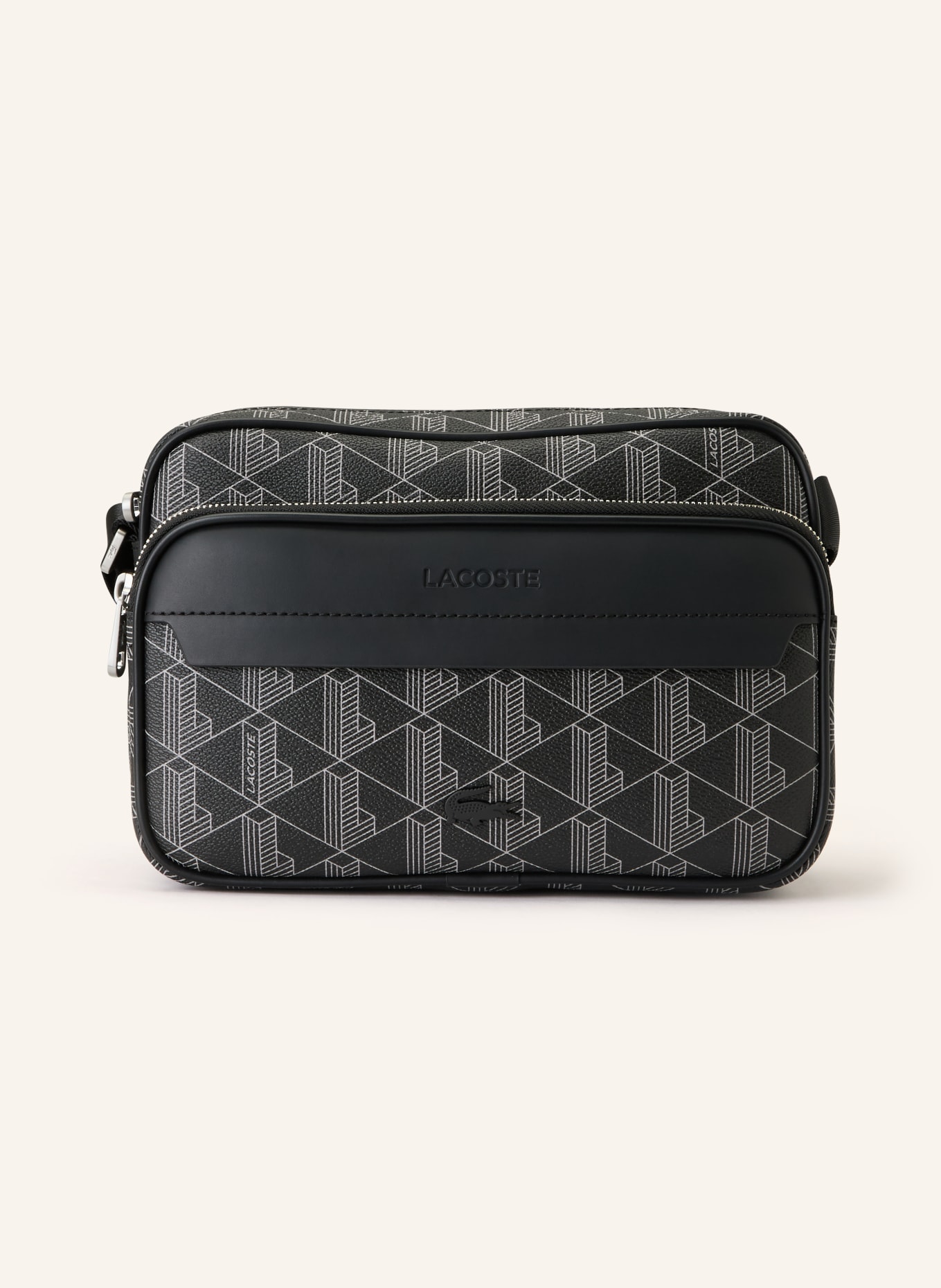 LACOSTE REPORTER BAG shoulder bag: BLACK / SILVER / LIGHT GRAY