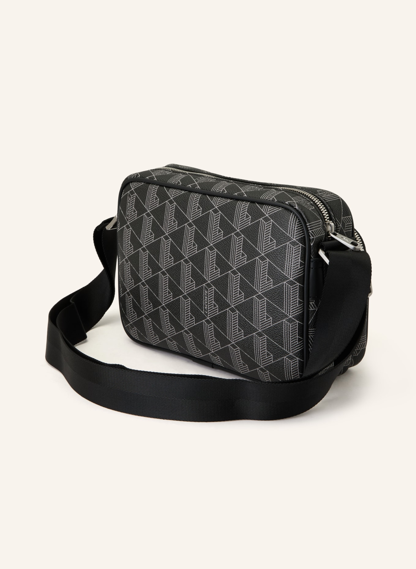 LACOSTE REPORTER BAG shoulder bag: BLACK / SILVER / LIGHT GRAY