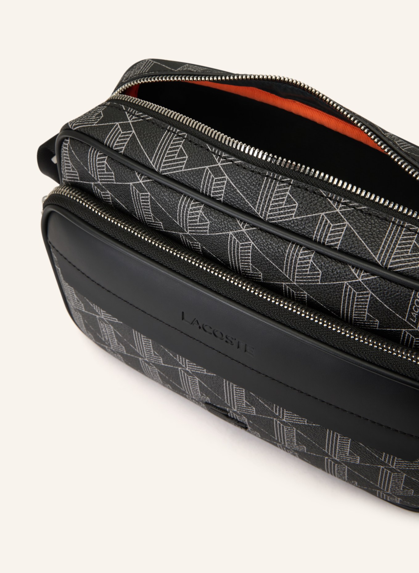 LACOSTE REPORTER BAG shoulder bag: BLACK / SILVER / LIGHT GRAY