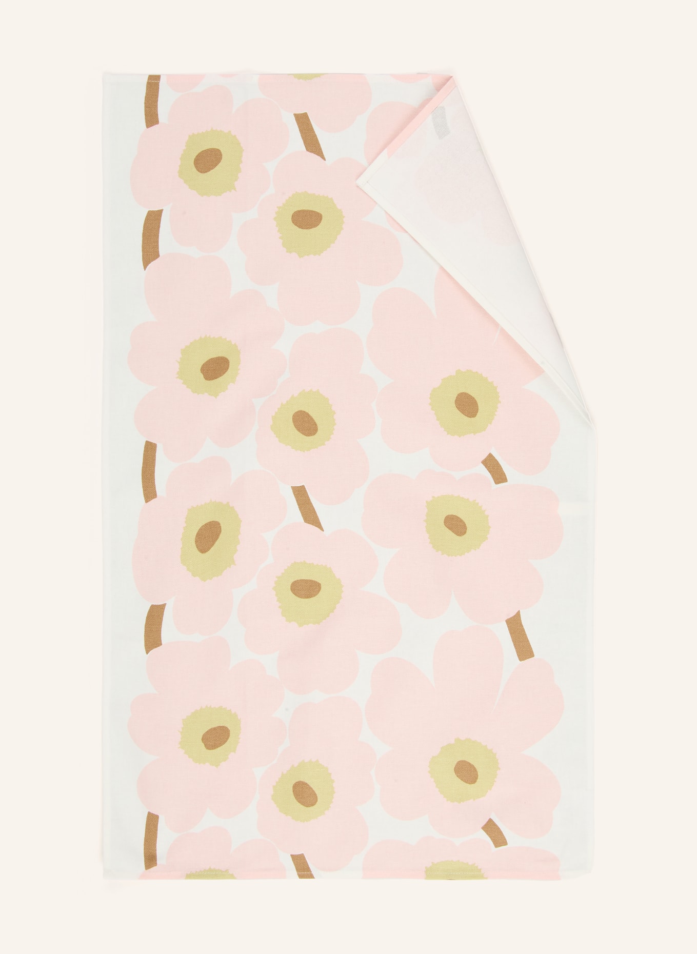 marimekko UNIKKO tea towel: PINK / LIGHT GREEN / WHITE