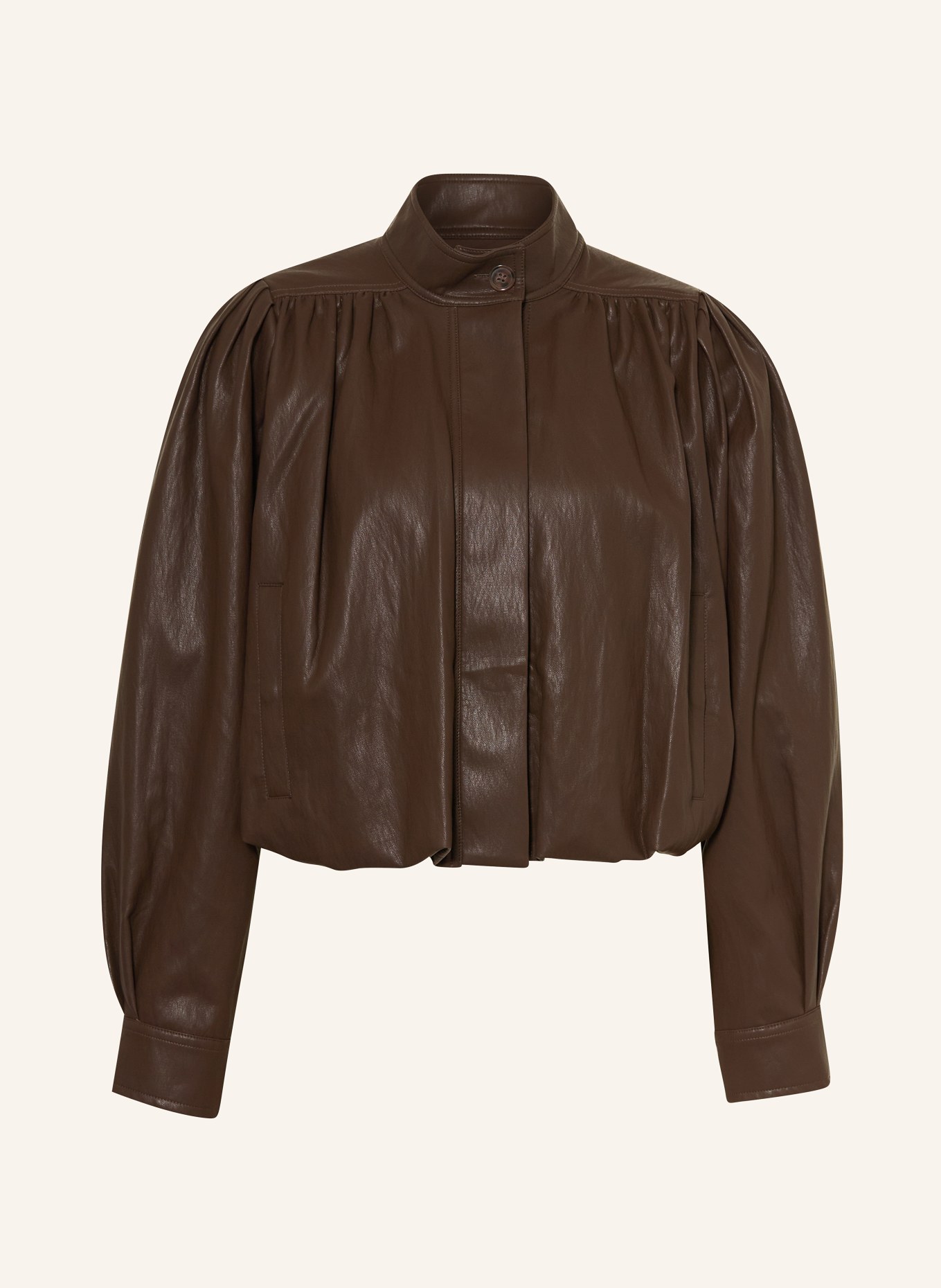 MRS & HUGS Leather-look jacket: DARK BROWN