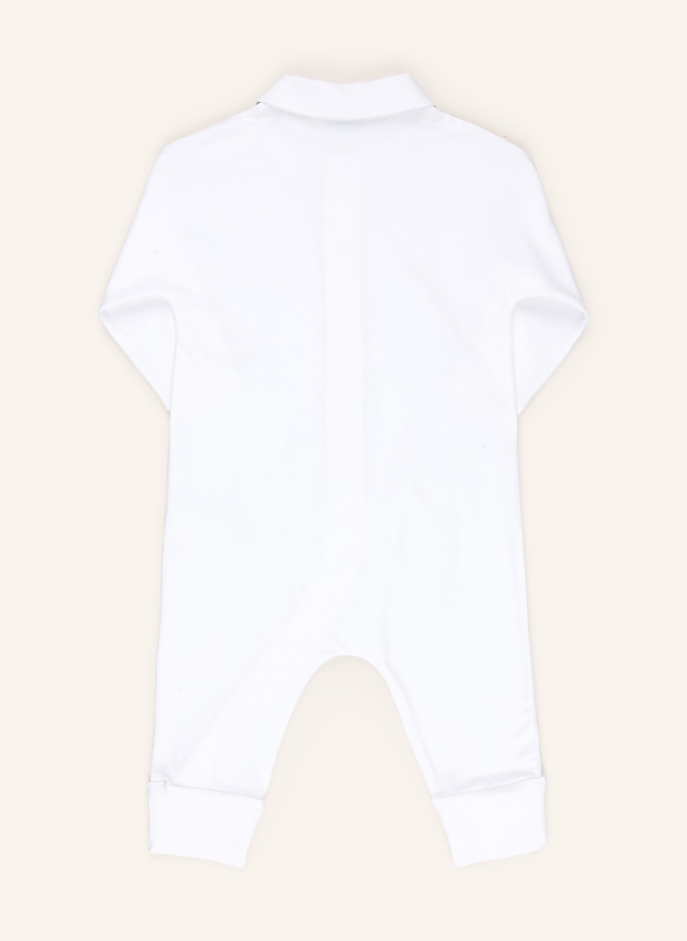 BURBERRY Set: Strampler, Mütze und Lätzchen: WEISS / BEIGE