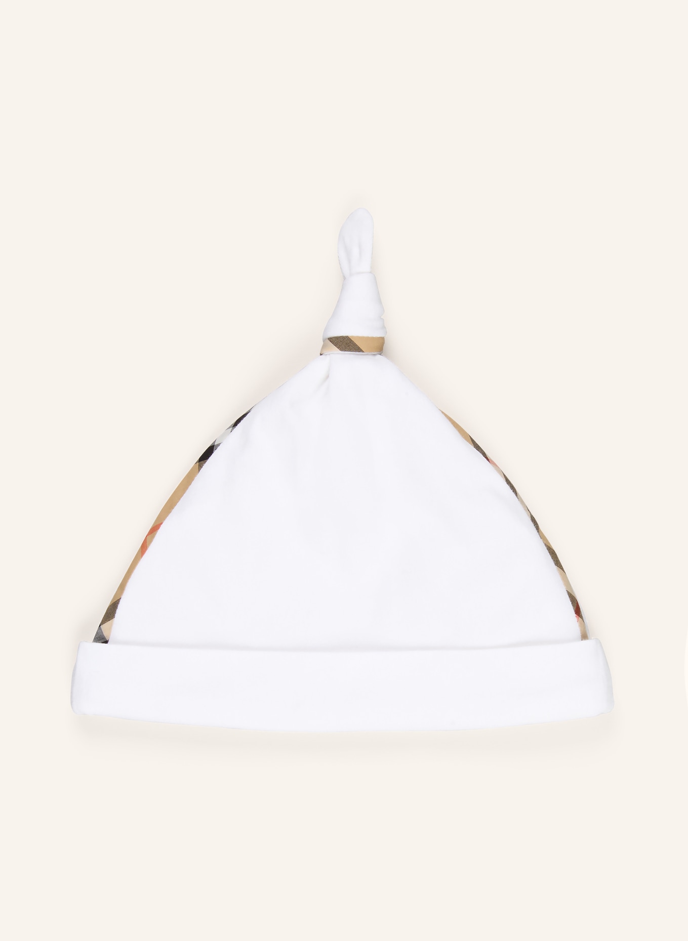 BURBERRY Set: Strampler, Mütze und Lätzchen: WEISS / BEIGE