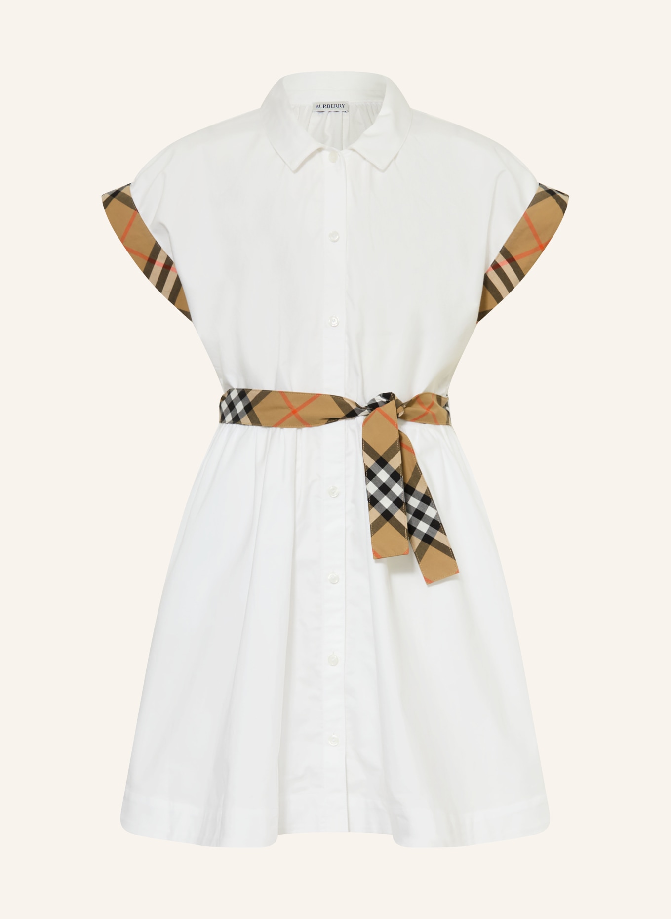 BURBERRY Hemdblusenkleid JULIET: WEISS / CAMEL / SCHWARZ