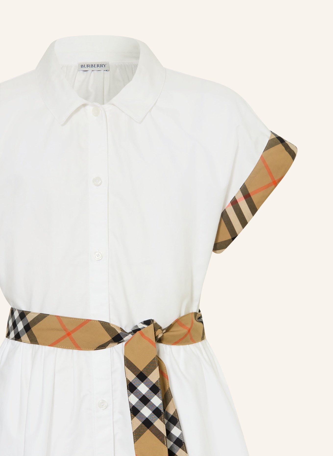 BURBERRY Hemdblusenkleid JULIET: WEISS / CAMEL / SCHWARZ