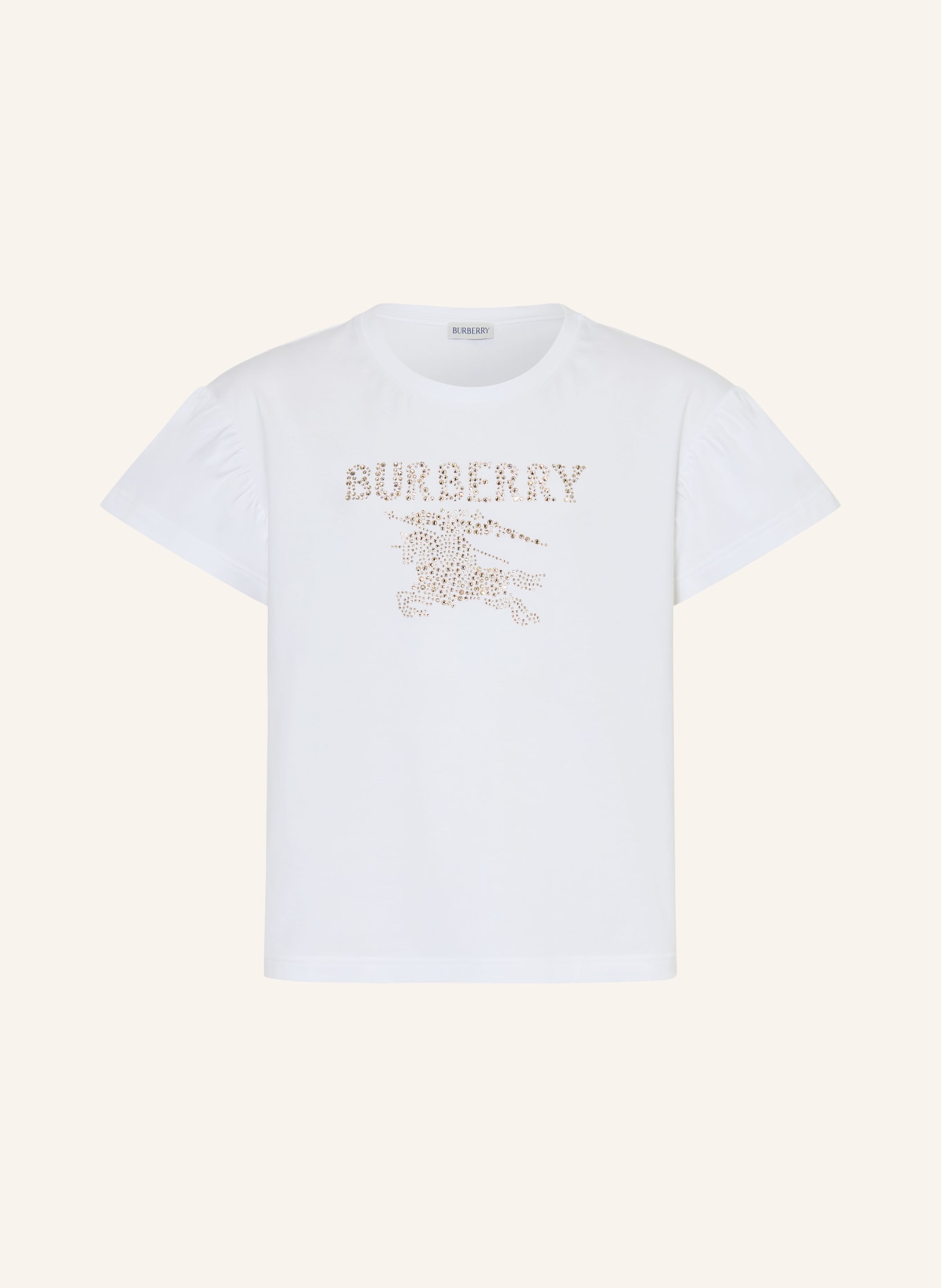 BURBERRY T-shirt with gemstones: WHITE / GOLD