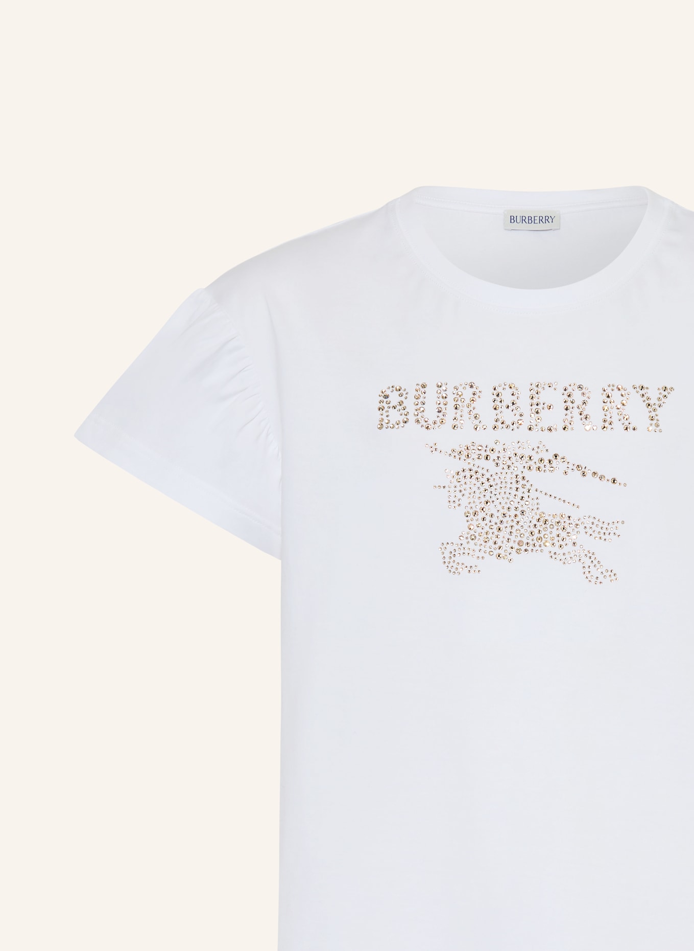 BURBERRY T-shirt with gemstones: WHITE / GOLD