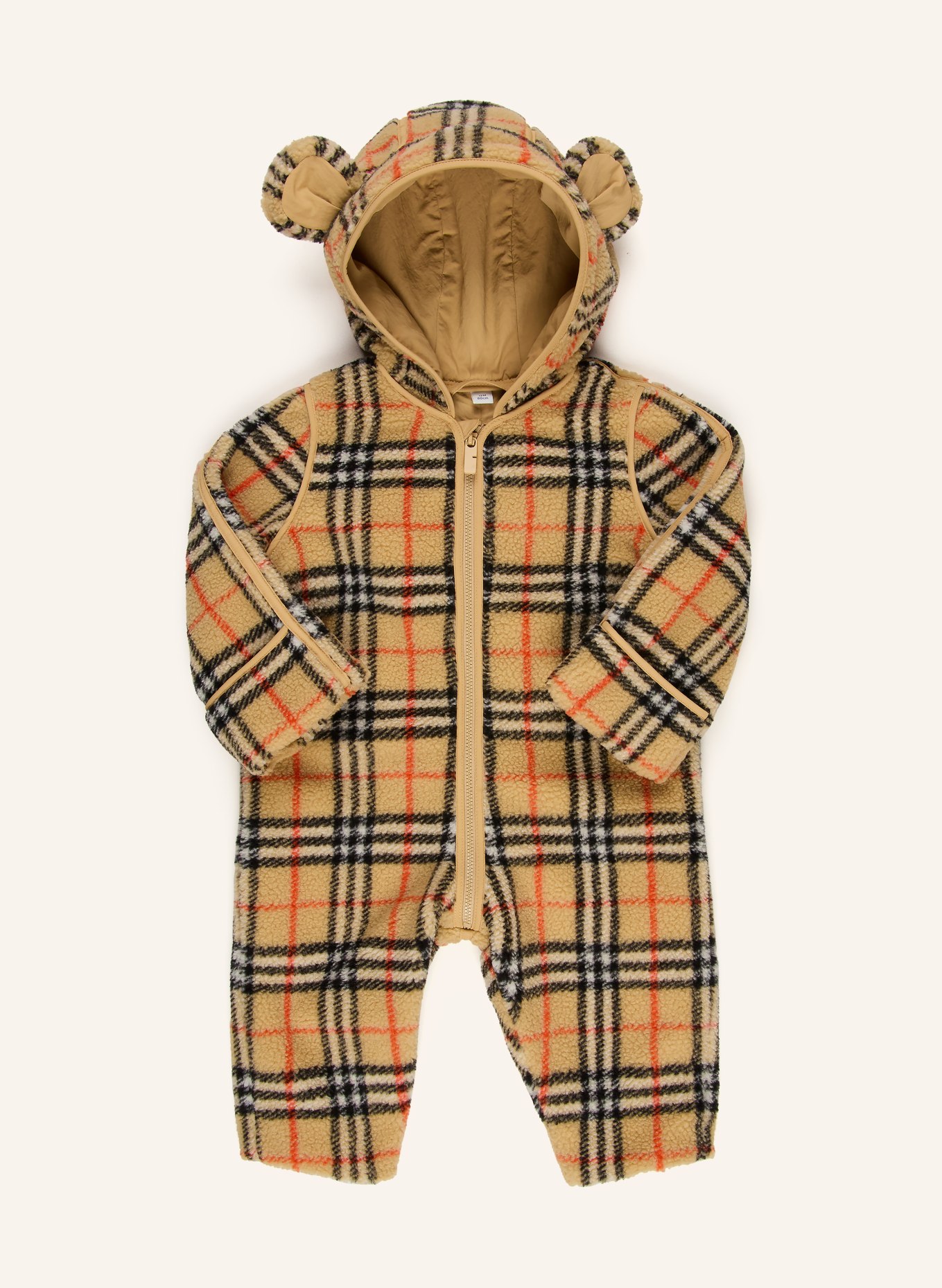 BURBERRY Teddyfell-Overall MADISON: BEIGE / ROT / SCHWARZ