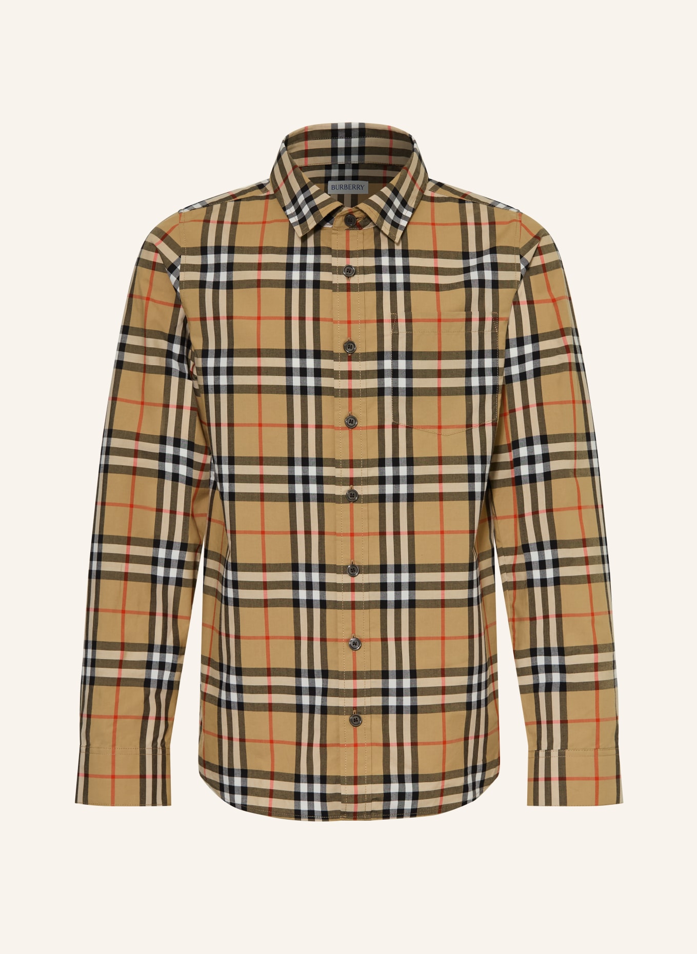 BURBERRY shirt: CAMEL / RED / BLACK