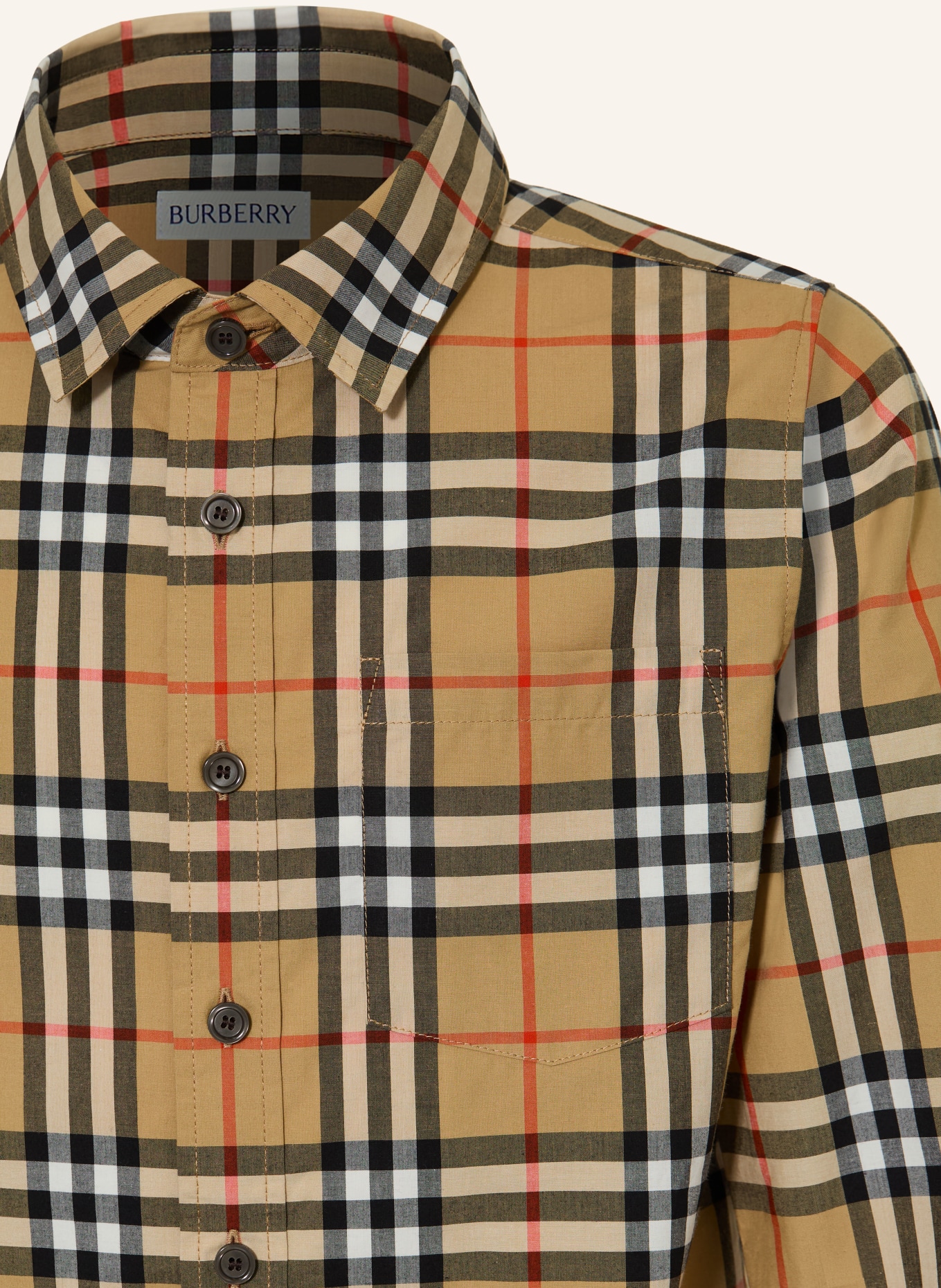 BURBERRY Hemd: CAMEL / ROT / SCHWARZ