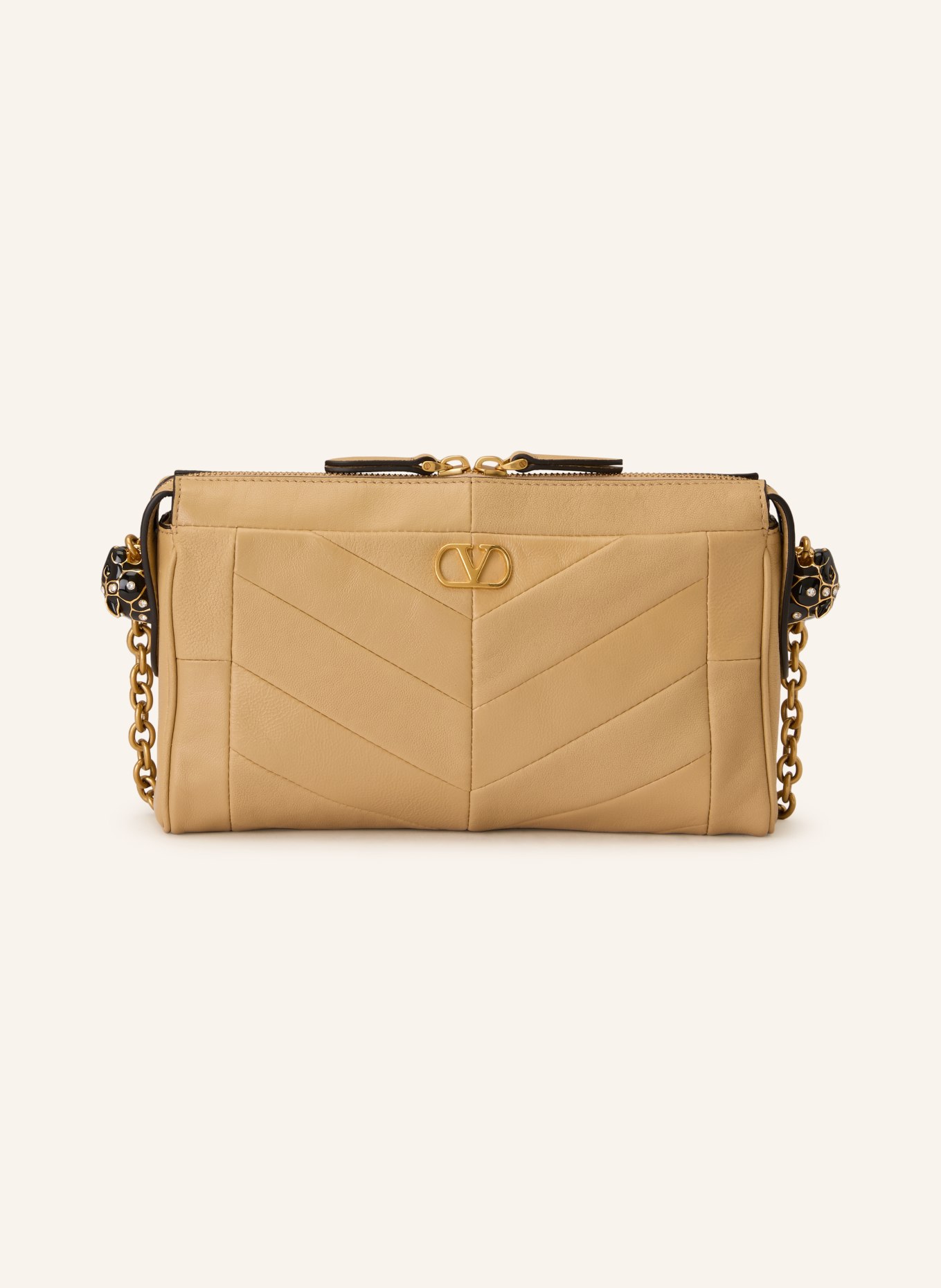 VALENTINO GARAVANI Umhängetasche VLOGO PANTHEA SMALL: BEIGE / GOLD