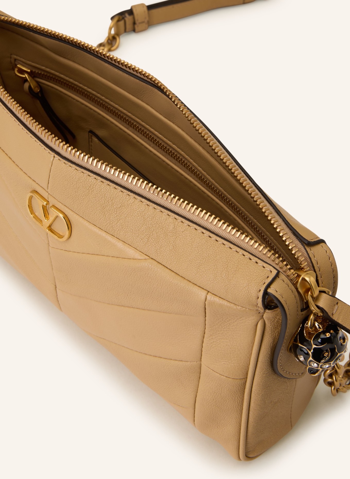 VALENTINO GARAVANI Umhängetasche VLOGO PANTHEA SMALL: BEIGE / GOLD