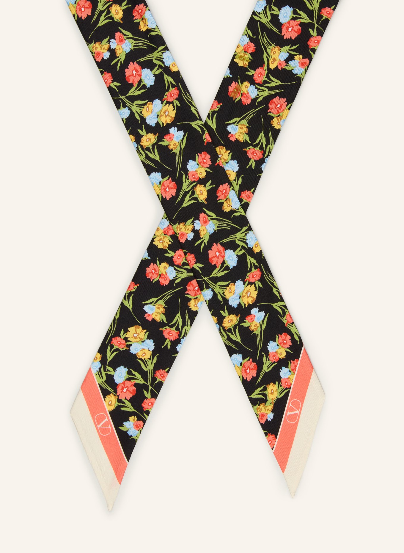 VALENTINO GARAVANI szalik jedwabny: CZARNY / JASNOCZERWONY / ŻÓŁTY