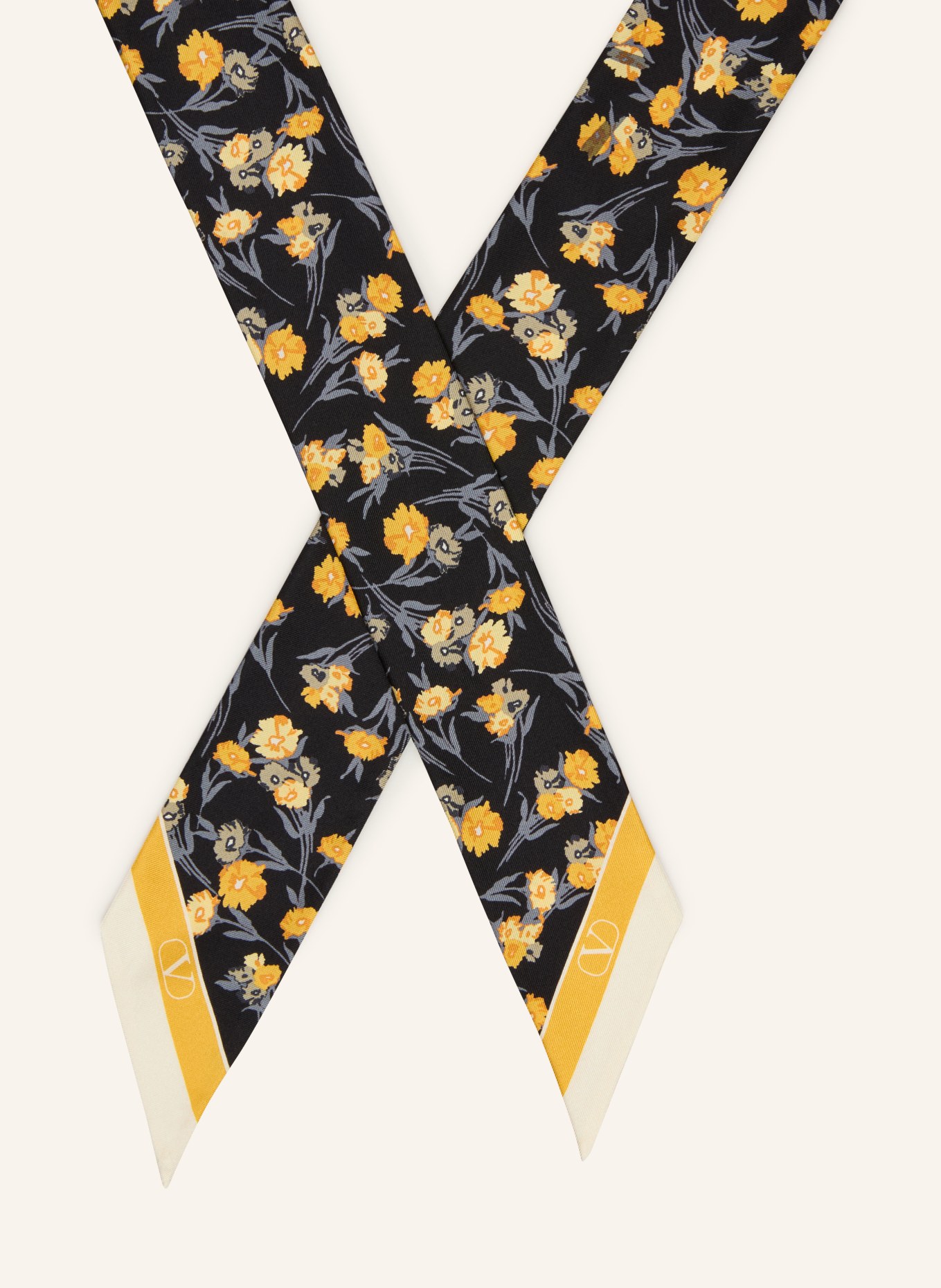 VALENTINO GARAVANI szalik jedwabny: CZARNY / CIEMNOŻÓŁTY