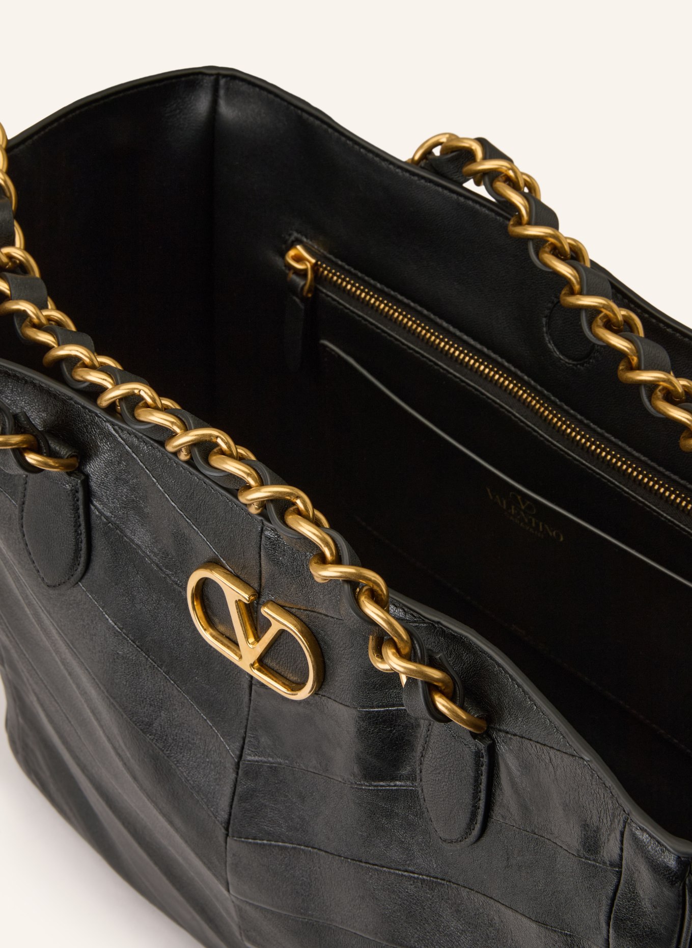 VALENTINO GARAVANI Torba na zakupy LASEINE: CZARNY / ZŁOTY