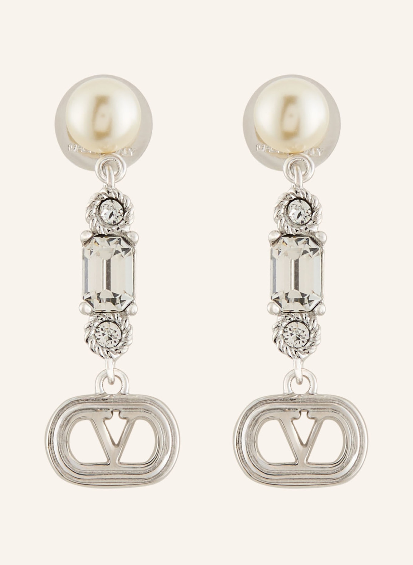 VALENTINO GARAVANI OVALETTE earrings: SILVER / WHITE
