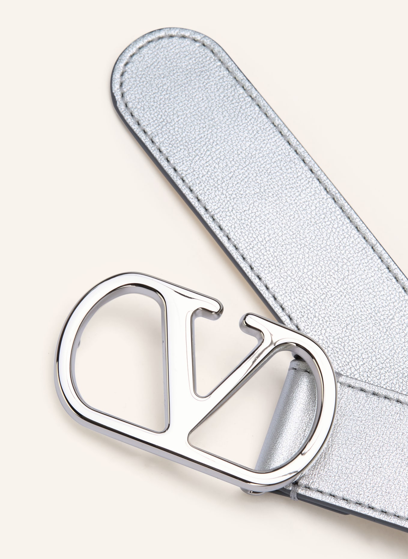 VALENTINO GARAVANI skórzany pasek: SREBRNY