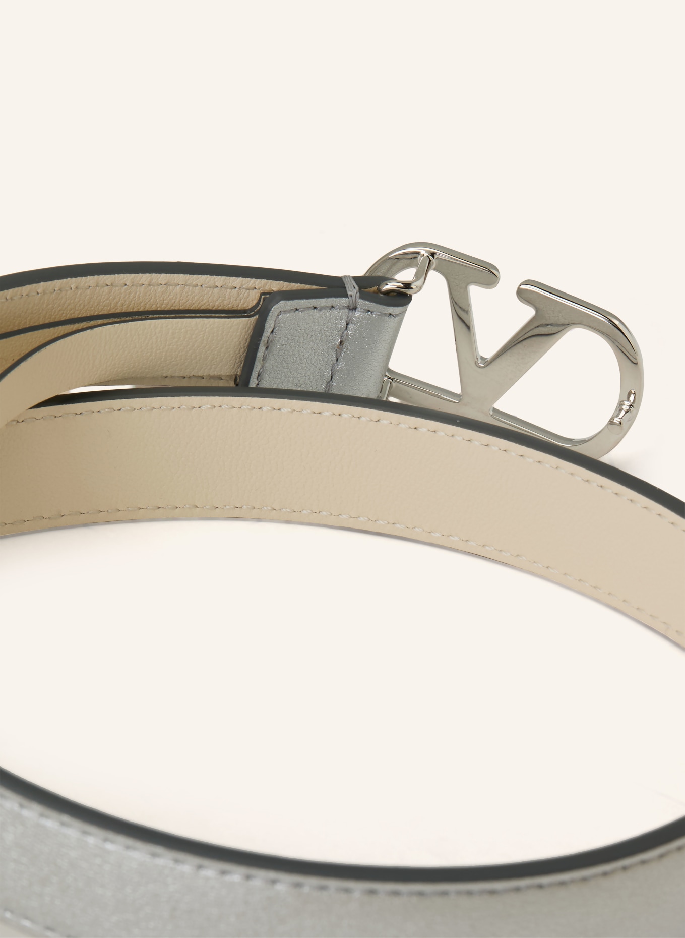 VALENTINO GARAVANI skórzany pasek: SREBRNY