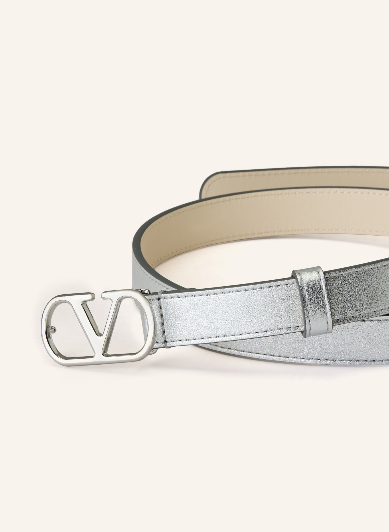 VALENTINO GARAVANI skórzany pasek: SREBRNY