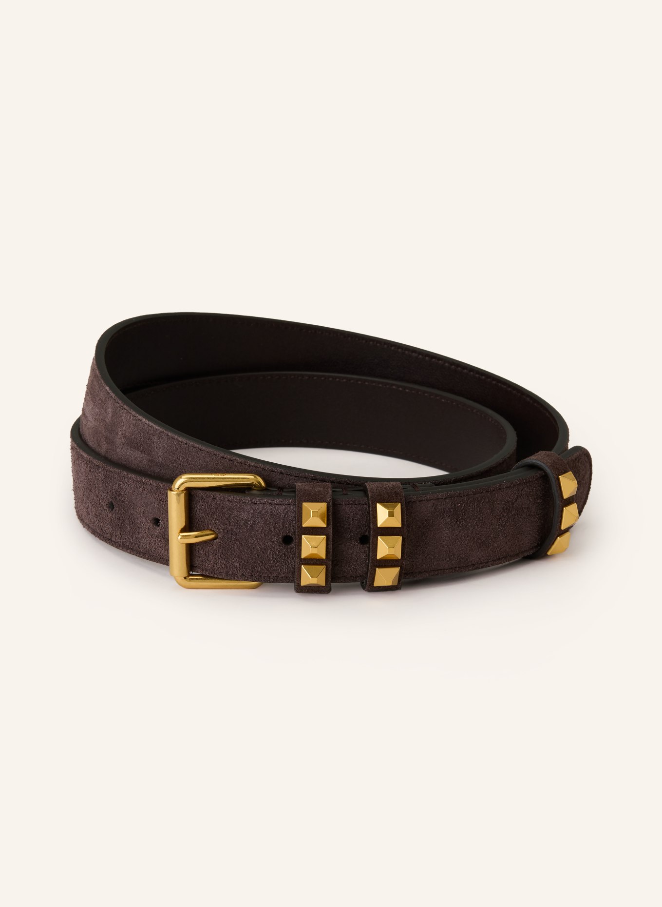 VALENTINO GARAVANI kožený opasek: TMAVĚ HNĚDÁ