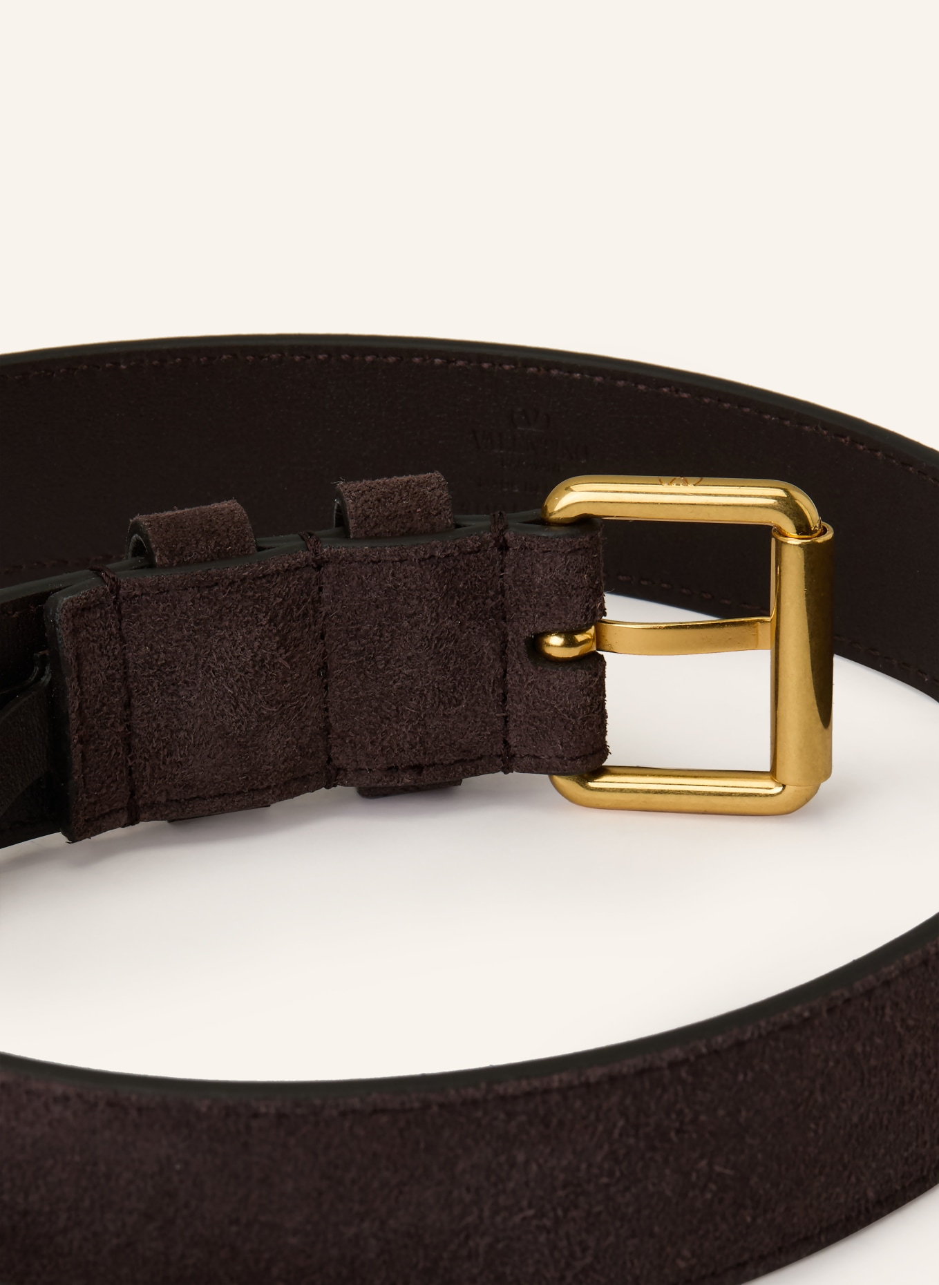 VALENTINO GARAVANI kožený opasek: TMAVĚ HNĚDÁ