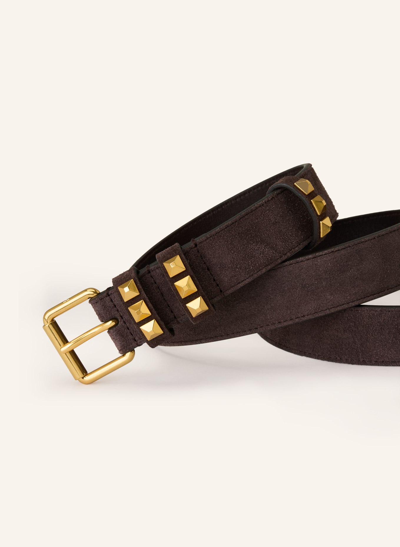 VALENTINO GARAVANI kožený opasek: TMAVĚ HNĚDÁ