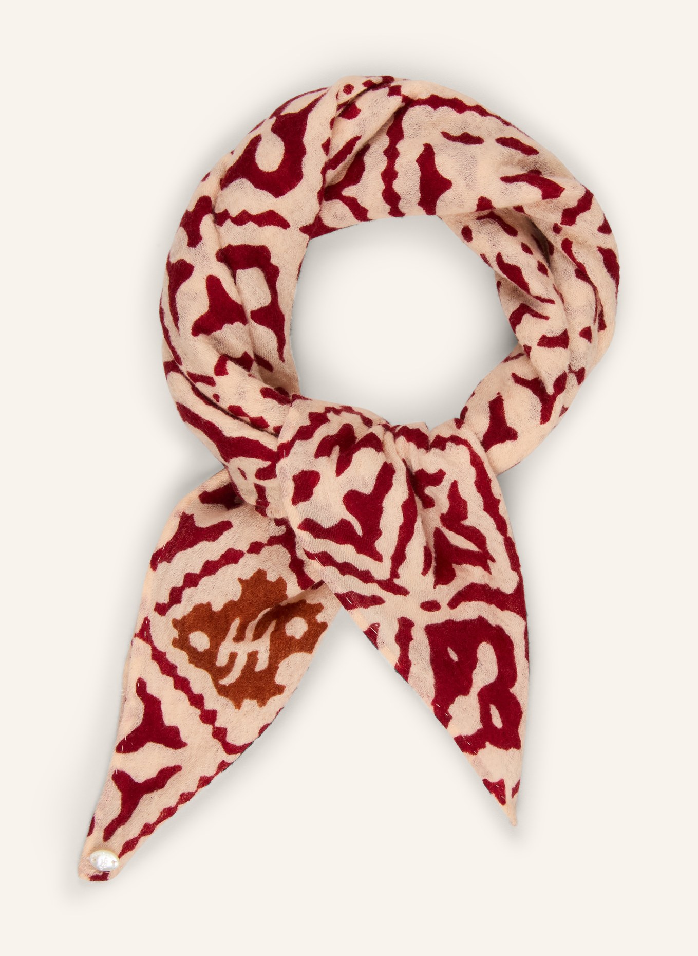 friendly hunting écharpe en cachemire: ORANGE CLAIR / ROUGE FONCÉ