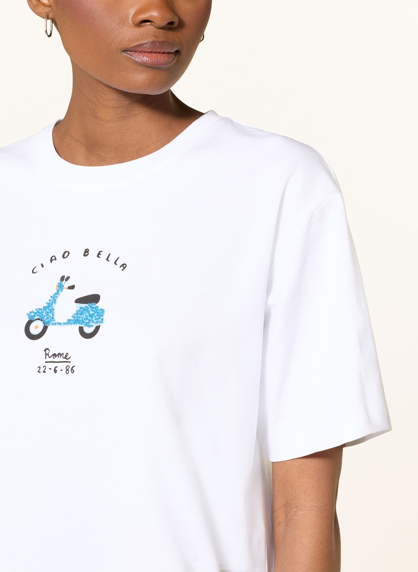 darling harbour T-Shirt mit Schmuckperlen: WHITE