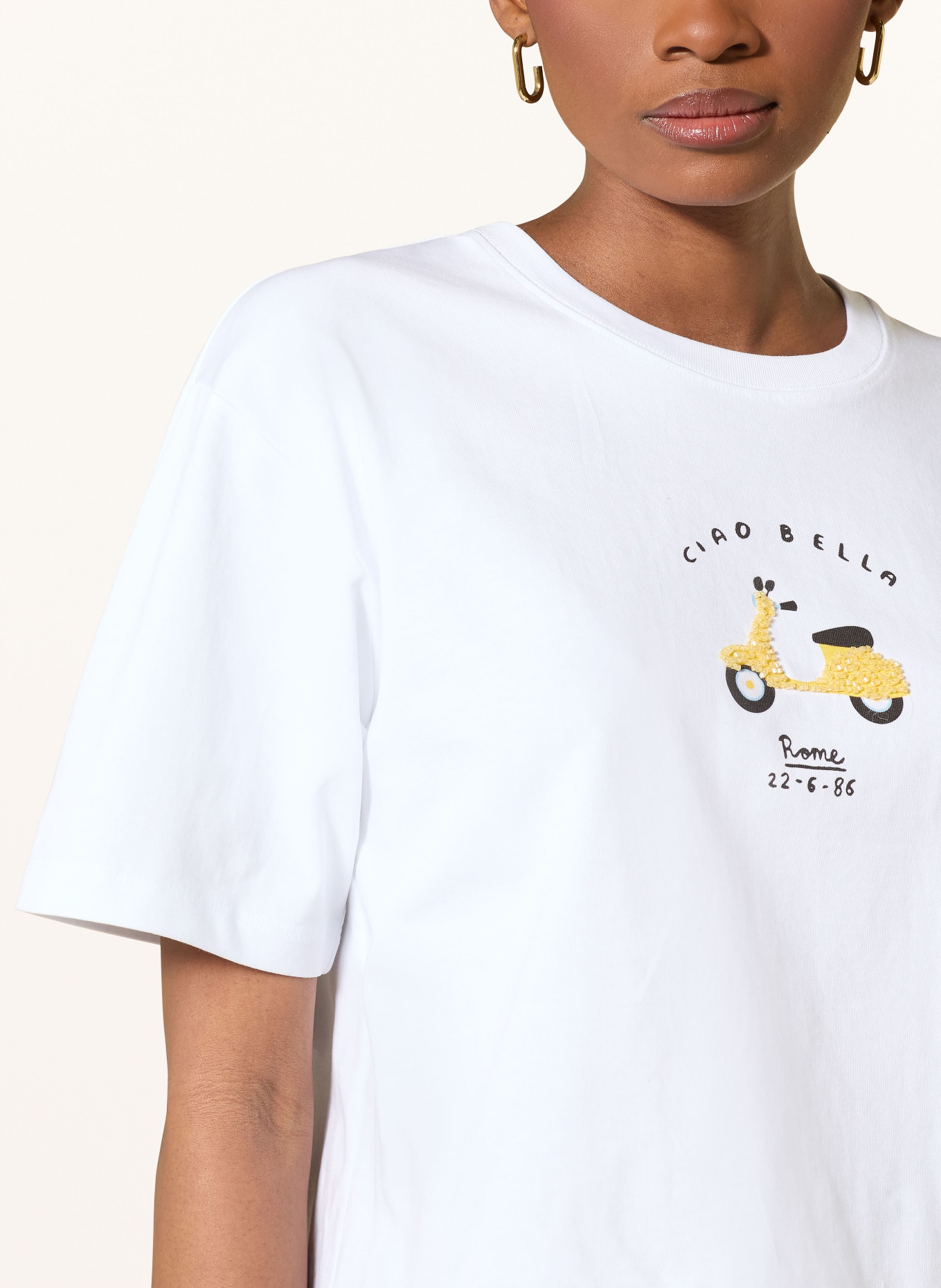 darling harbour T-Shirt mit Schmuckperlen: WHITE