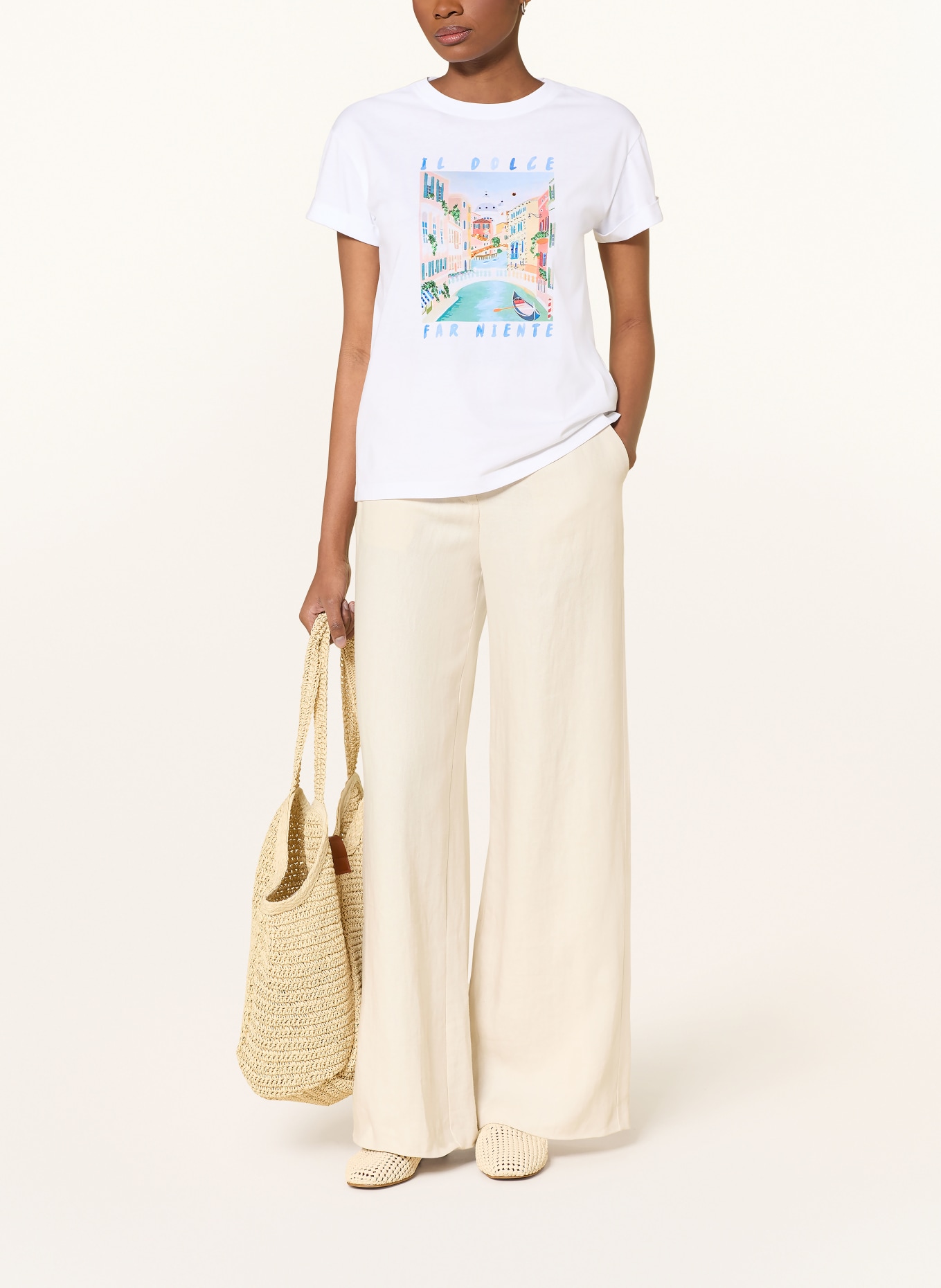 darling harbour T-Shirt mit Schmucksteinen und Pailletten: WHITE