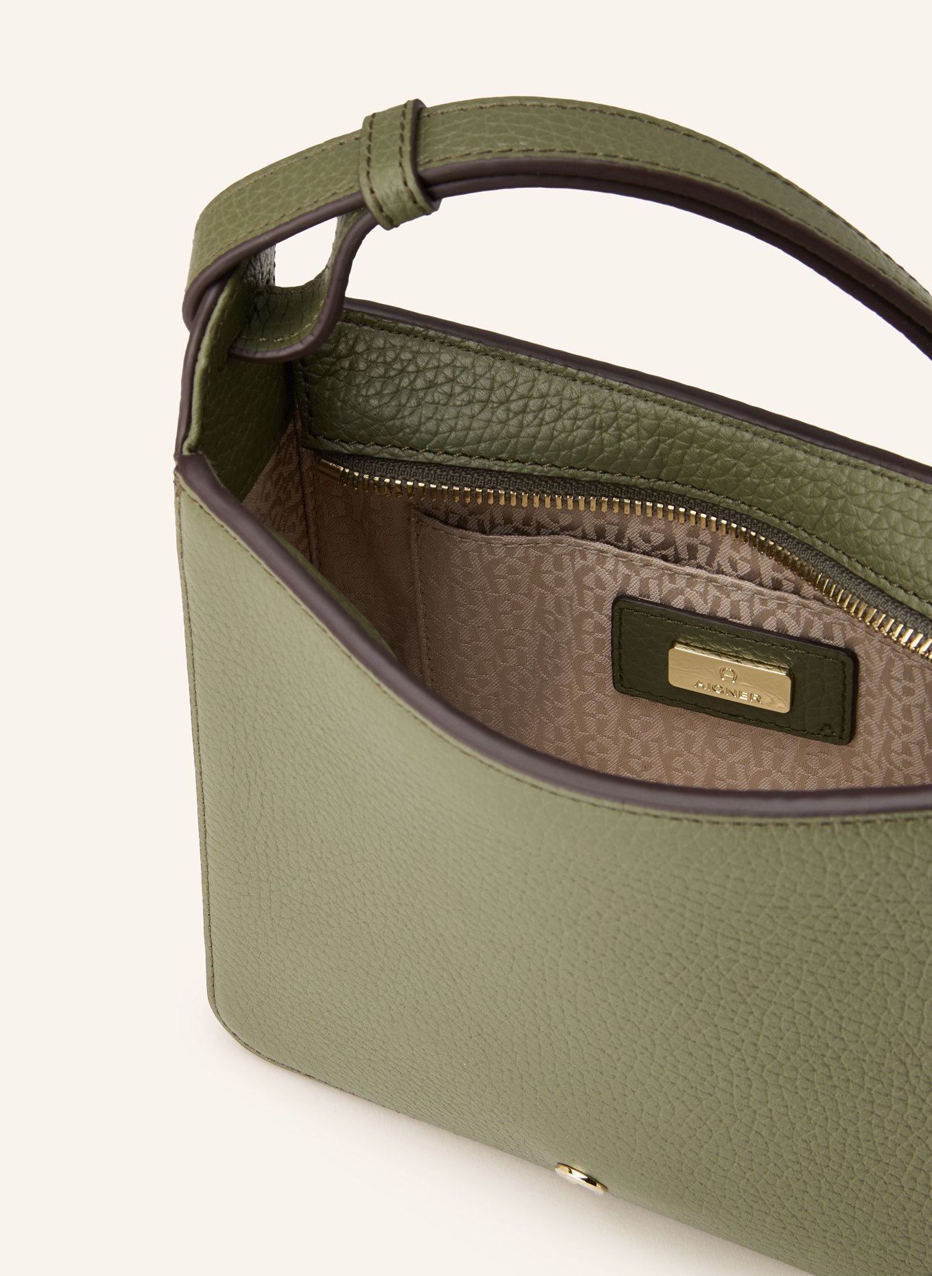AIGNER Schultertasche PURA SMALL: GRÜN / DUNKELBRAUN