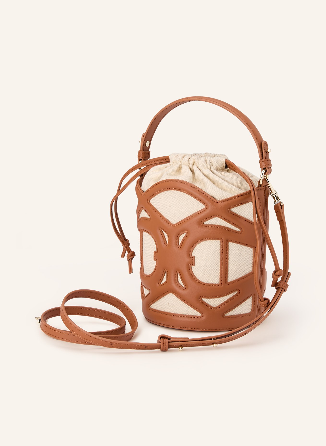 AIGNER Beuteltasche AZZURRA SMALL: CREME / BRAUN