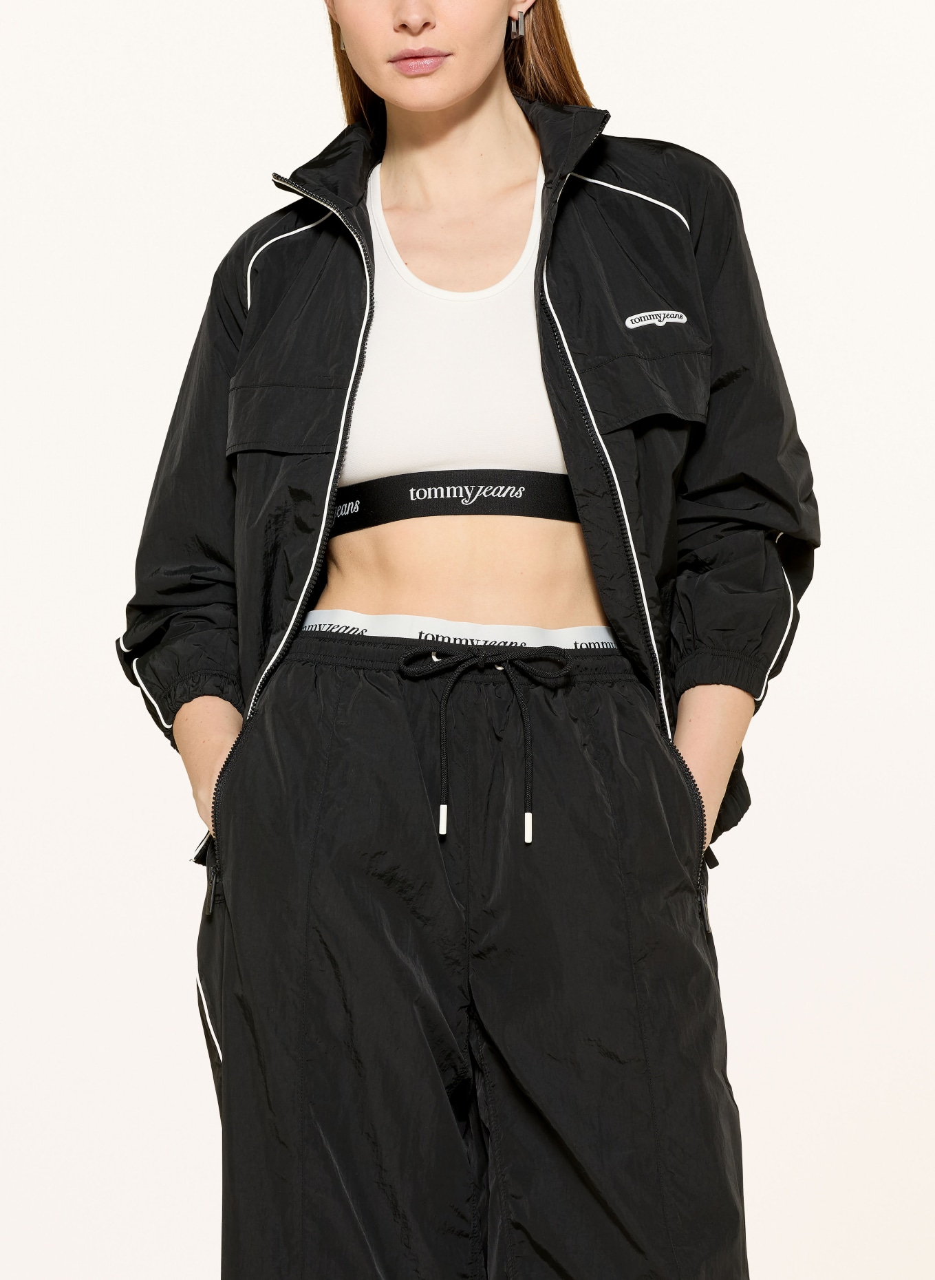 TOMMY JEANS Track Pants: SCHWARZ / WEISS