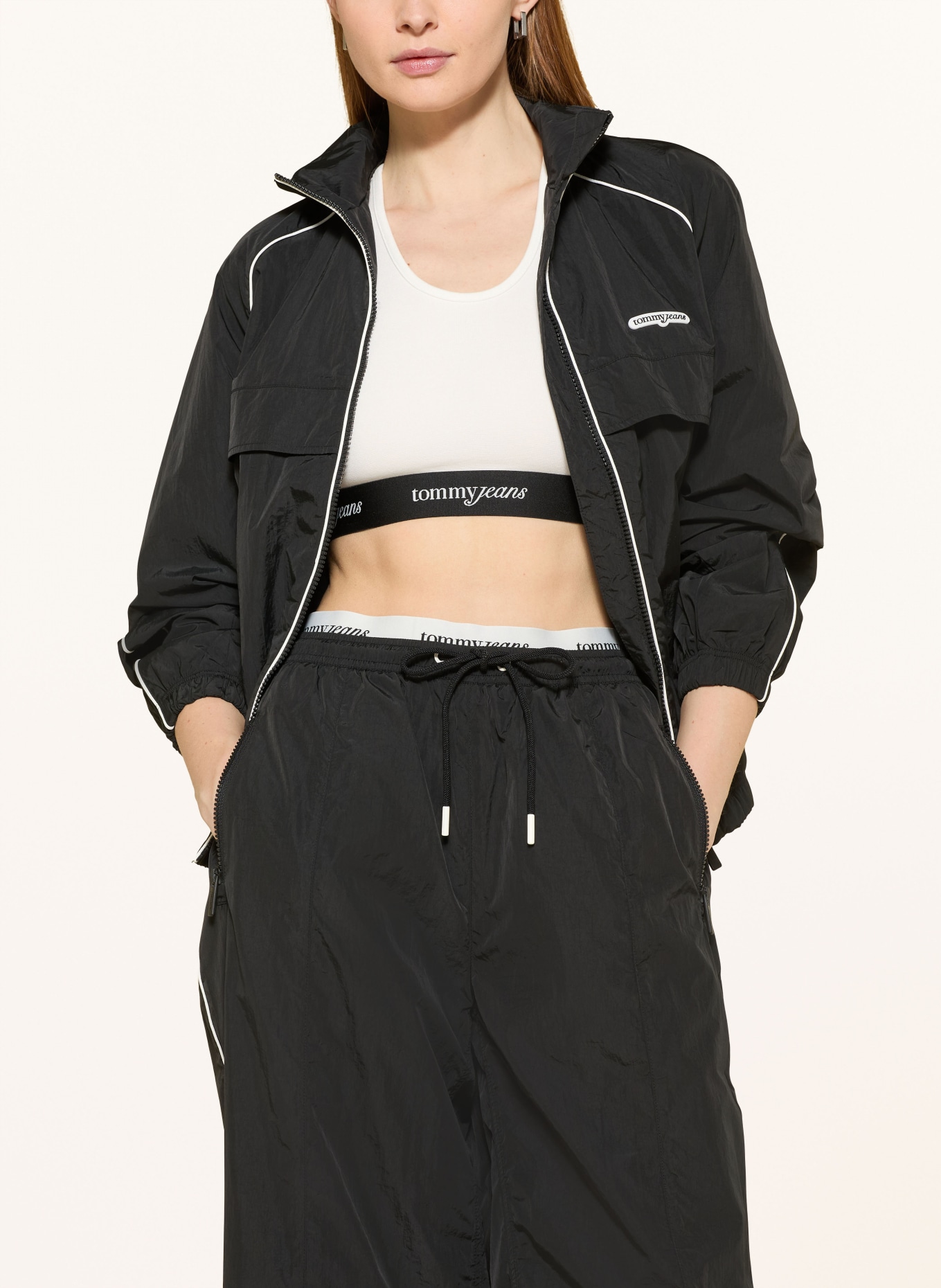 TOMMY JEANS Sport-BH: WEISS / SCHWARZ