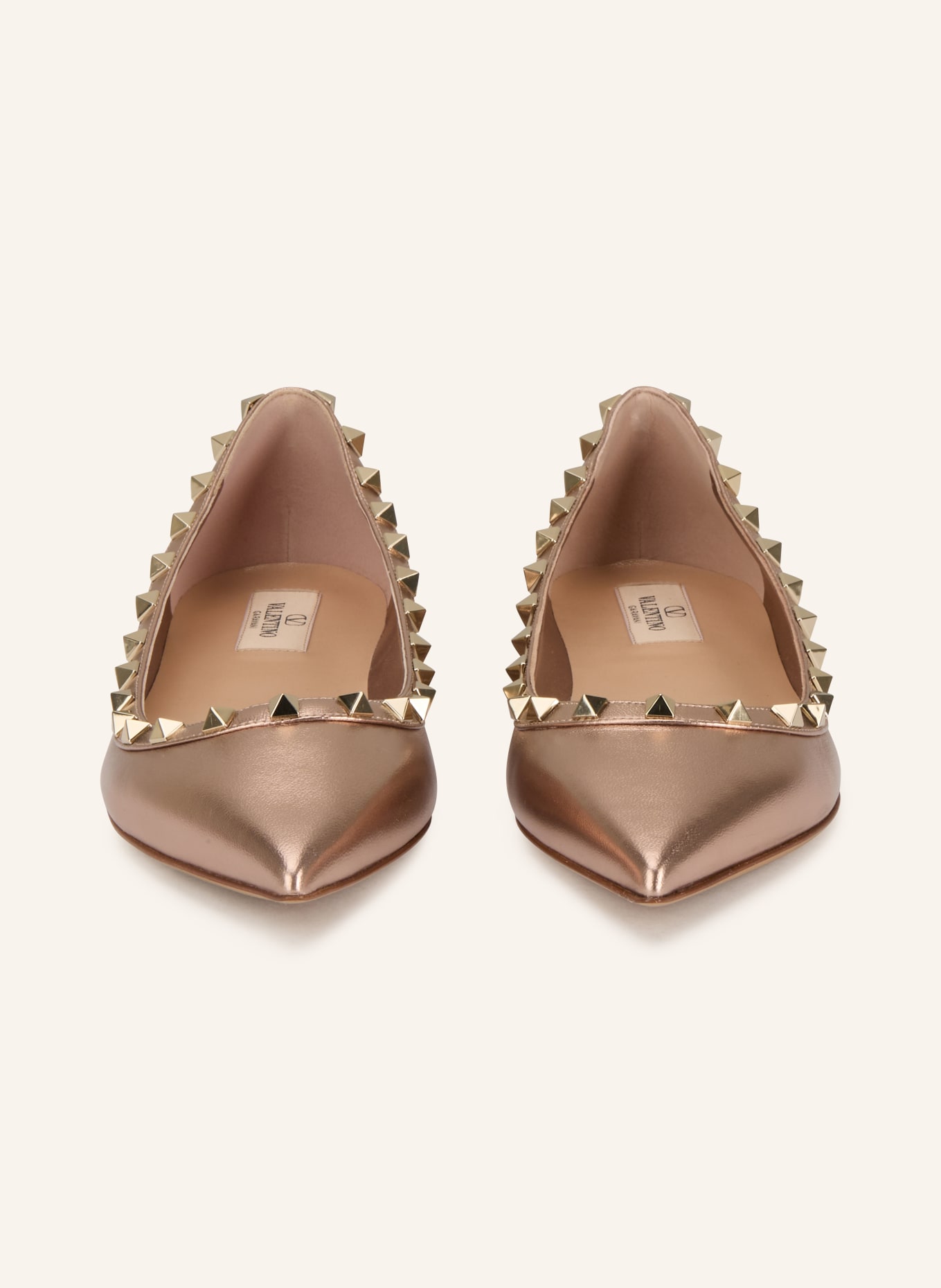 VALENTINO GARAVANI ROCKSTUD ballet flats with studs: ROSE GOLD
