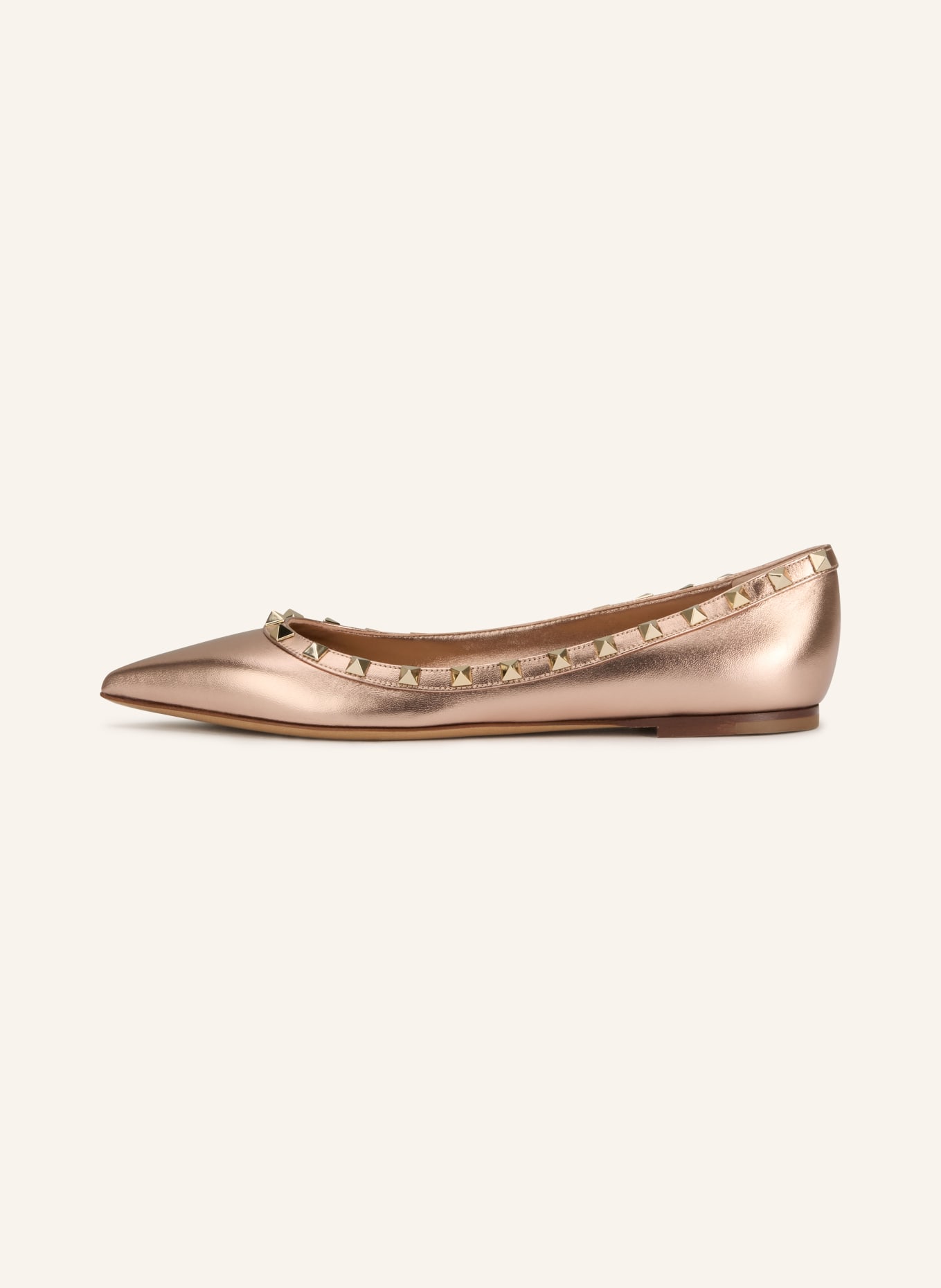 VALENTINO GARAVANI ROCKSTUD ballet flats with studs: ROSE GOLD