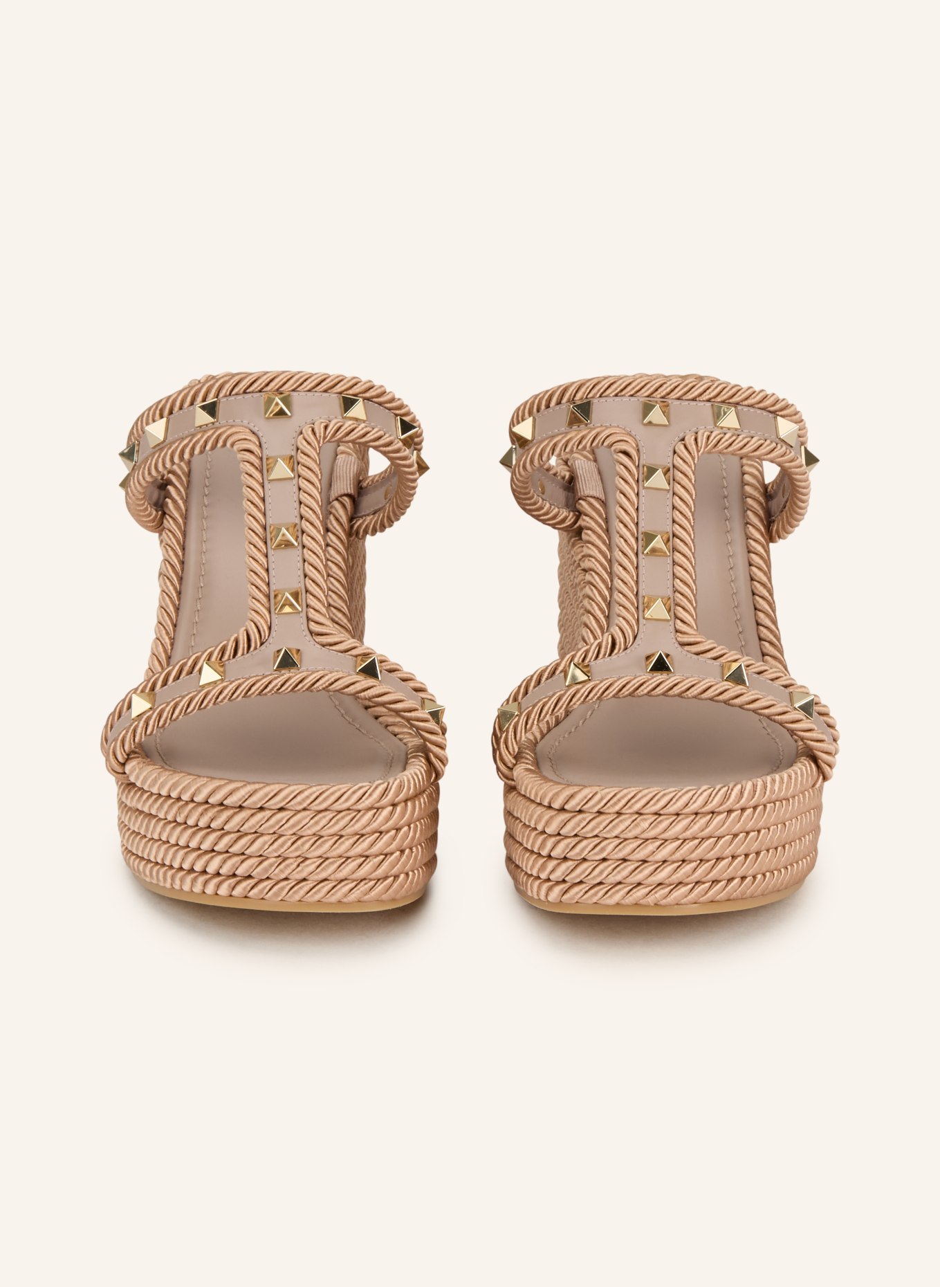 VALENTINO GARAVANI Kliny ROCKSTUD TORCHON z ćwiekami: BLADORÓŻOWY / ZŁOTY