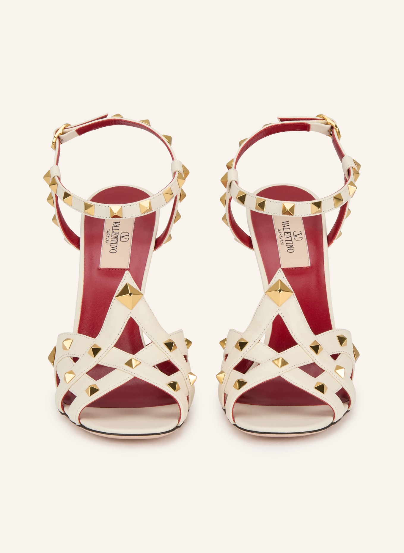 VALENTINO GARAVANI Sandały VG STUDDY z nitami: KREMOWY / ZŁOTY