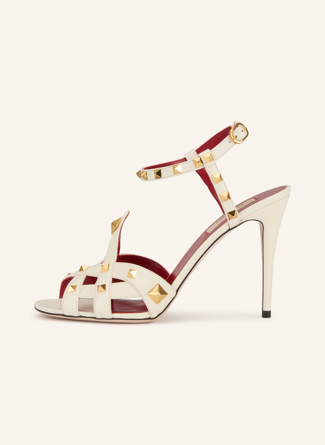 VALENTINO GARAVANI Sandały VG STUDDY z nitami: KREMOWY / ZŁOTY