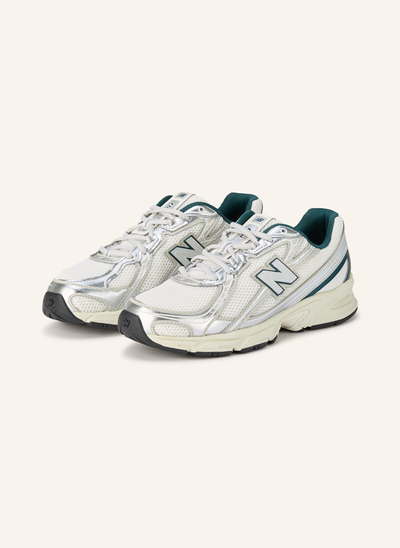 new balance Sneaker 740: WHITE / SILVER / DARK GREEN