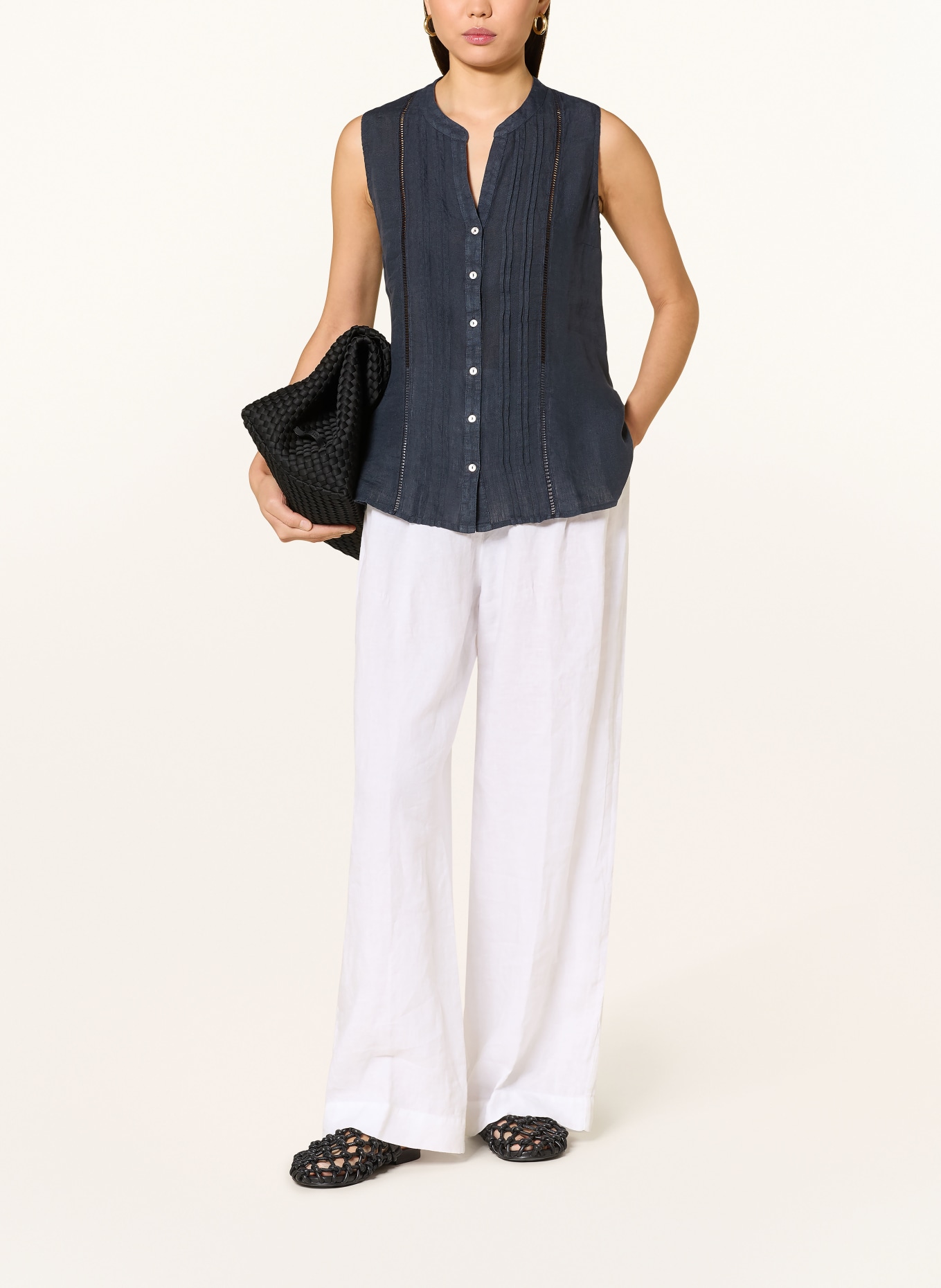 120%lino Lněná halenka: TMAVĚ MODRÁ