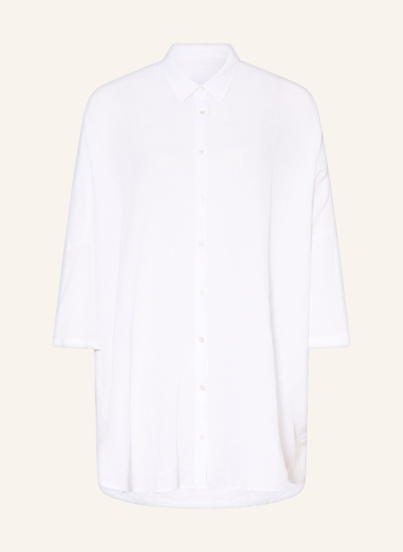 120%lino Bluzka z lnu z rękawami 3/4: BIAŁY