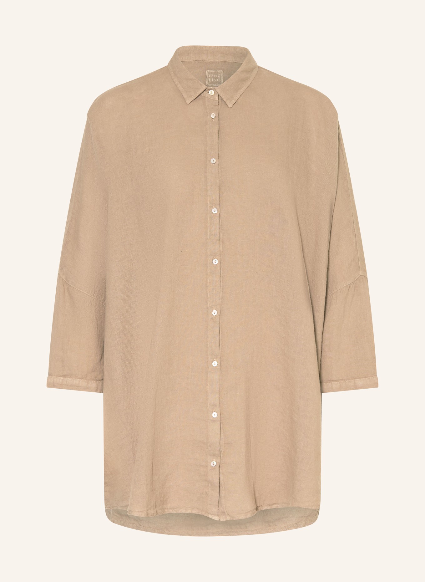 120%lino Linen shirt blouse with 3/4 sleeves: BEIGE