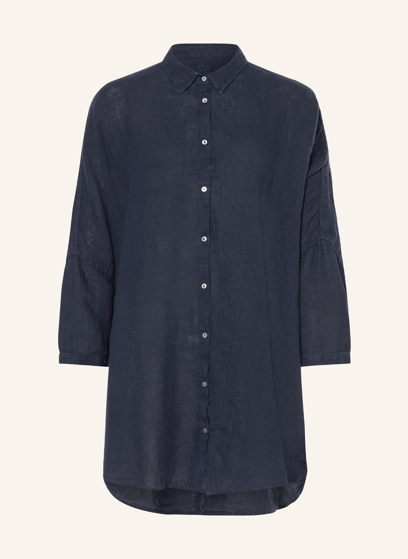 120%lino Bluzka z lnu z rękawami 3/4: GRANATOWY