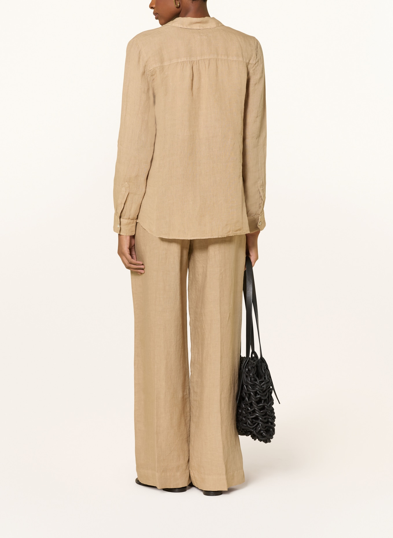 120%lino Lněné kalhoty Marlene: BÉŽOVÁ