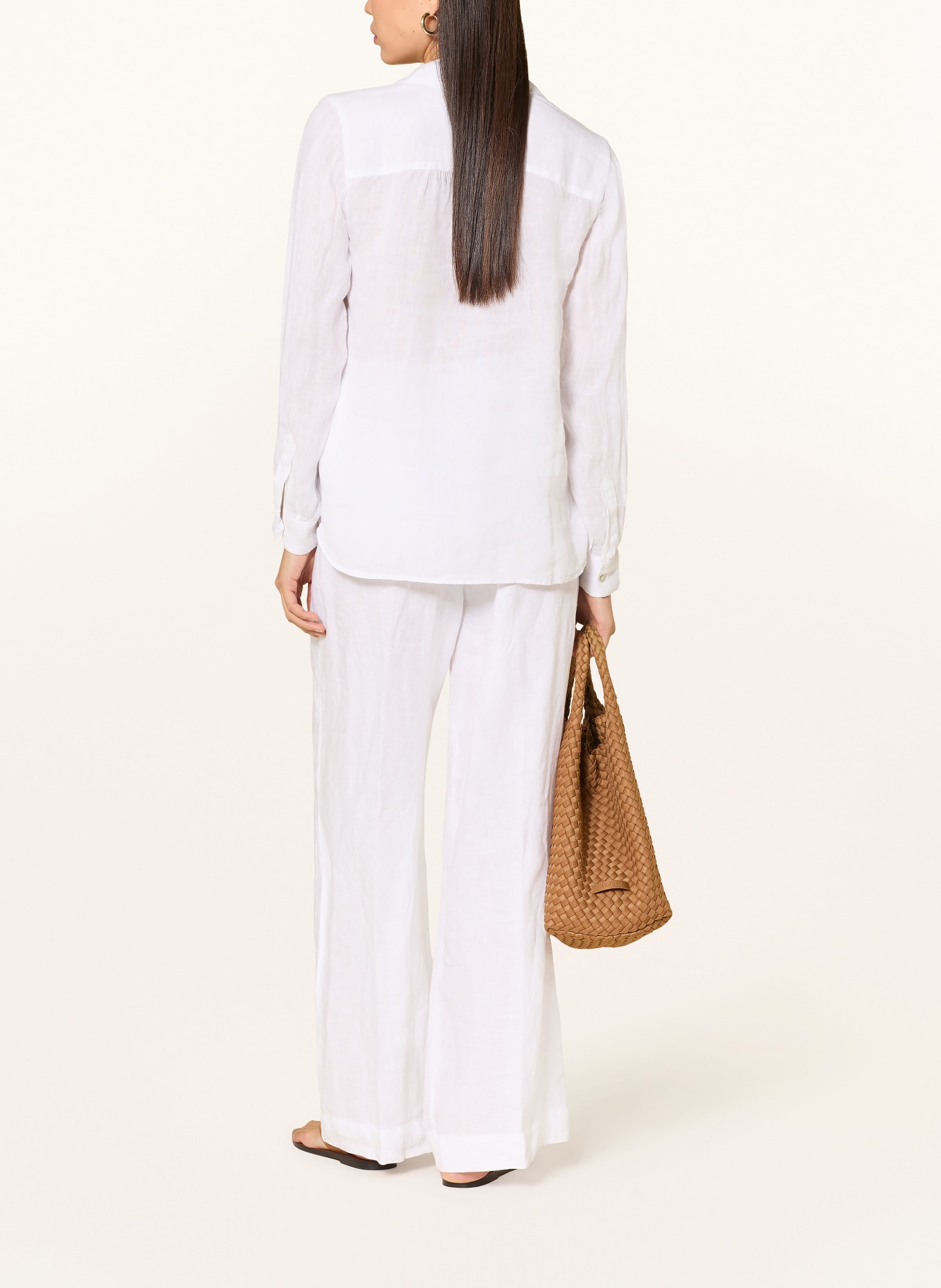 120%lino Linen shirt blouse: WHITE